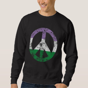 Genderqueer Pride Piece Sign Vintage Flag Sweatshirt