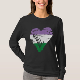 Genderqueer Pride Retro Heart Flag T-Shirt