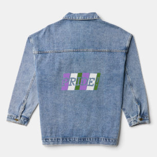 Genderqueer pride text sign denim jacket