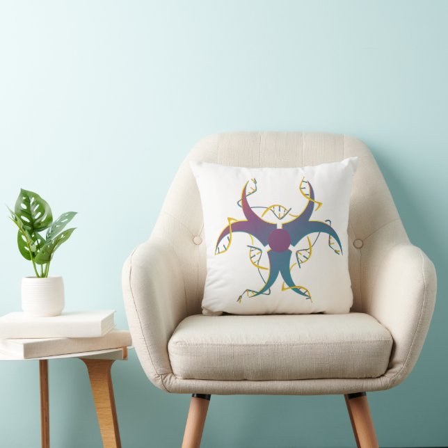 Gene Splicing Bio Hazard Symbol Throw Pillow (Chair)