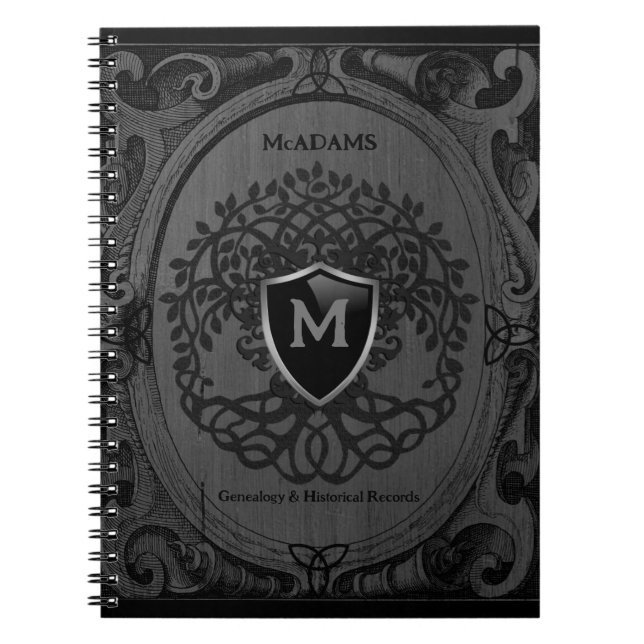 Généalogie Arbre Familial Monogramme Gris Carnet i (Devant)