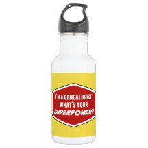 Genealogist Superpower Custom Water Bottle (18 oz)