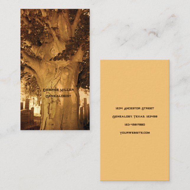 Genealogy Cemetery Headstone Tree Business Card (Front/Back)