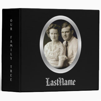 Genealogy Family History Custom Photo Black Silver Binder