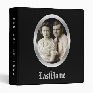 Genealogy Family History Custom Photo Black Silver Binder