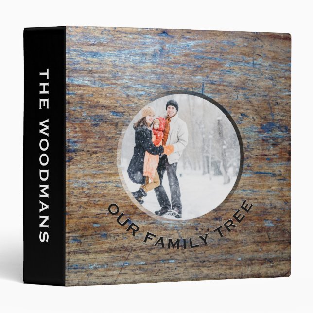 Genealogy Family Tree Black Rustic Wood Photo Binder (Front/Spine)
