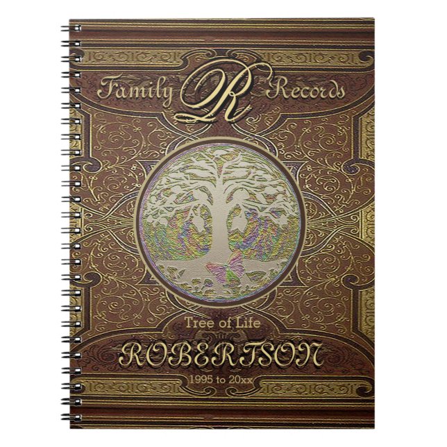 Genealogy Family Tree Gold Vintage Look Notebook (Front)
