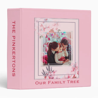 Genealogy Family Tree Pink Floral Photo Book Binder