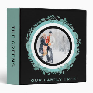 Genealogy Family Tree Teal Botanical Wreath Photo Binder