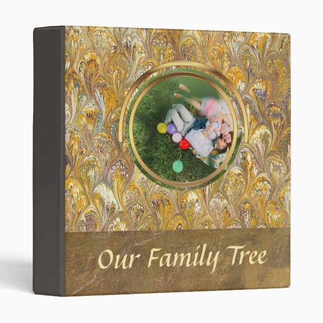 Genealogy Gold Paisley | Family Tree Leather Look Binder (Front/Spine)
