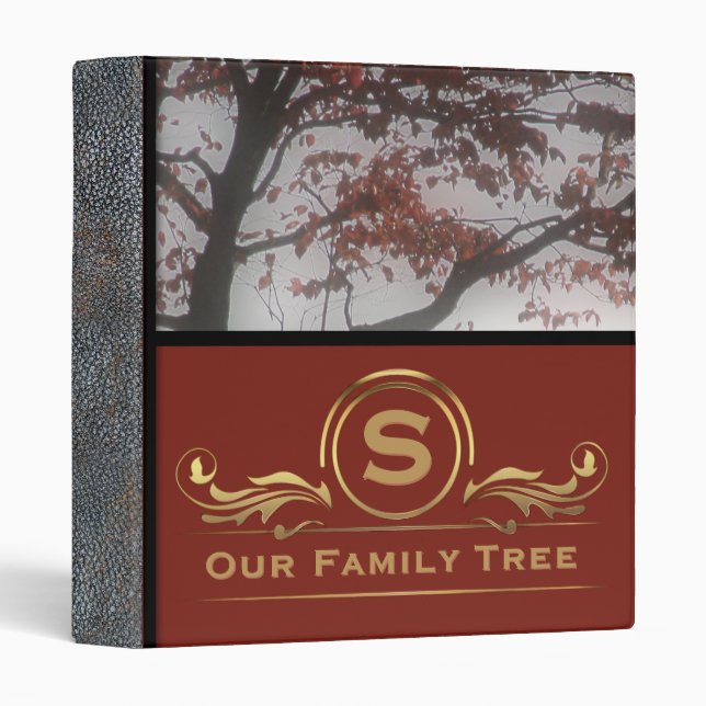 Genealogy Monogram | Family Tree Leather Look Binder (Front/Spine)