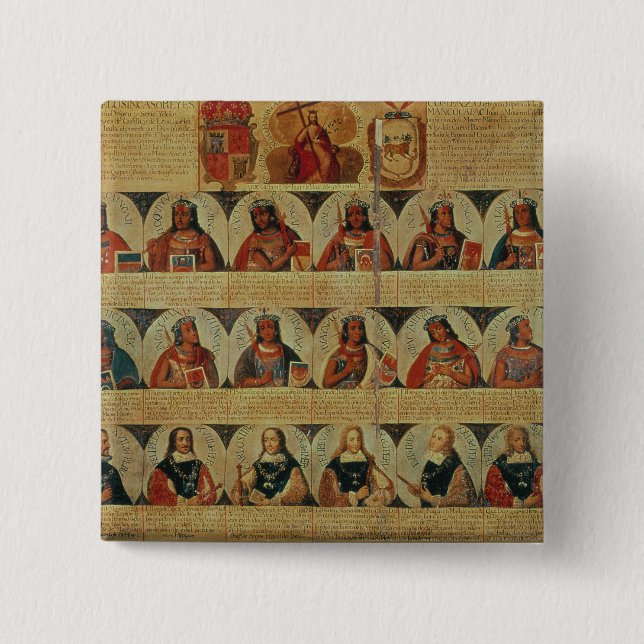 Genealogy of the Inca rulers and their Spanish 2 Inch Square Button (Front)