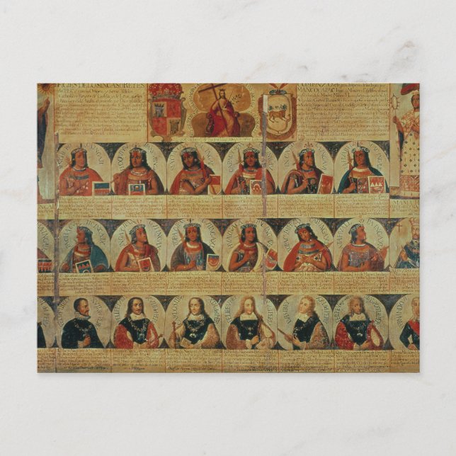 Genealogy of the Inca rulers and their Spanish Postcard (Front)