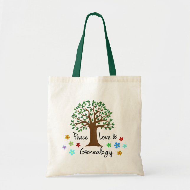 Genealogy Peace Love Family Tree Tote Bag (Front)