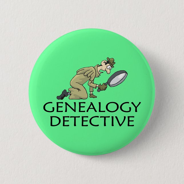 Genealogy Private Detective 2 Inch Round Button (Front)