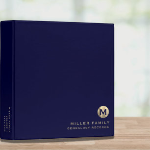 Genealogy Records Navy Gold Monogram Binder