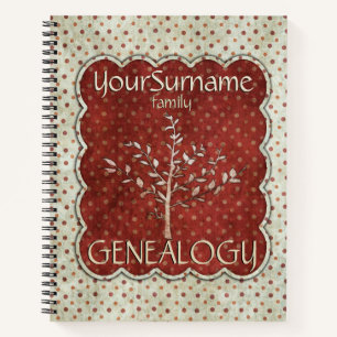 Genealogy Red White Notebook