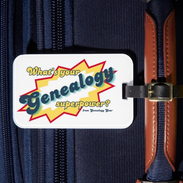 Genealogy Superpower Luggage Tag (Front Insitu 4)