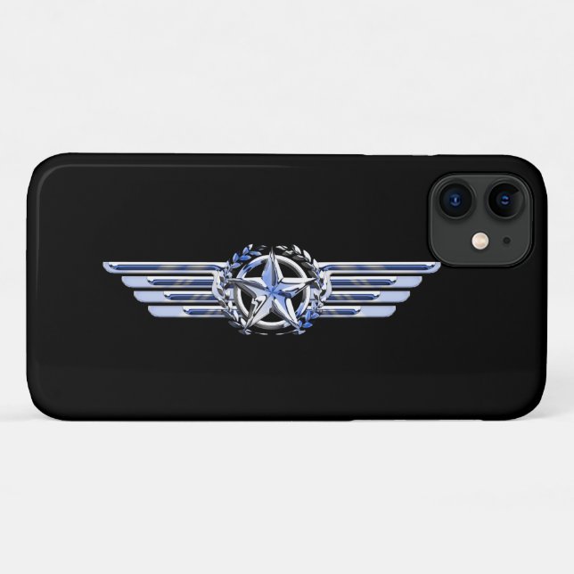 General Air Pilot Chrome Like Star Wings Black Case-Mate iPhone Case (Back (Horizontal))