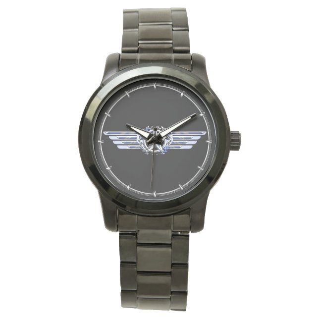 General Air Pilot Chrome Like Star Wings Black Watch (Front)