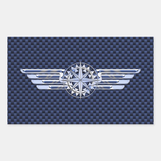 General Air Pilot Chrome Like Wings Compass Sticker (Front)