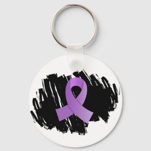 General Cancer Lavender Ribbon With Scribble Keychain