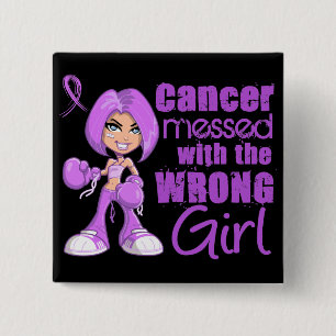 General Cancer Messed With Wrong Girl 2 Inch Square Button