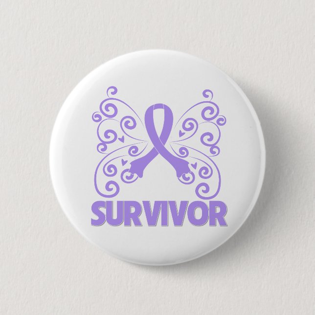 General Cancer Survivor Butterfly 2 Inch Round Button (Front)