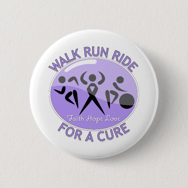 General Cancer Walk Run Ride For A Cure 2 Inch Round Button (Front)