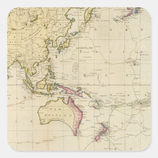 General chart historical map square sticker (Front)