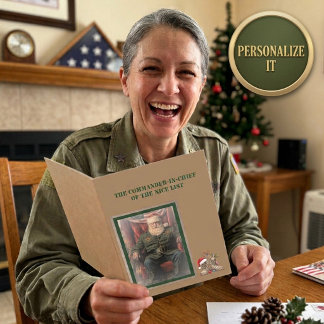 General Claus Commander-in-Chief Military Veteran Holiday Card