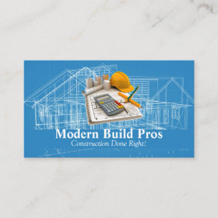 General Contractor   Blueprints   Engineer Business Card
