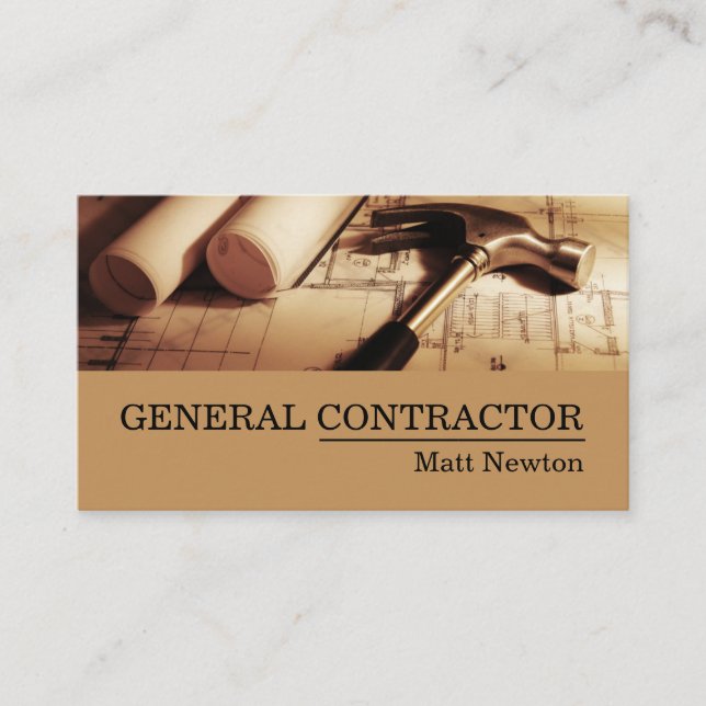 General Contractor Builder Manager Construction Business Card (Front)