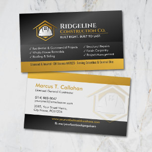 General Contractor Construction services Business Card