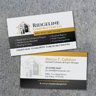 General Contractor Construction services Business Card