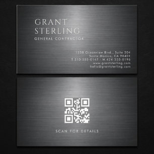 General Contractor Metallic QR Code Business Card