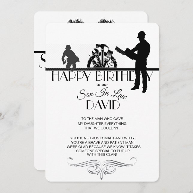 General Contractor Son-In-Law Birthday Card (Front/Back)