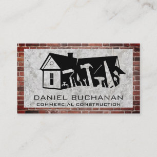 General Contractor Tools Concrete Brick Wall Business Card