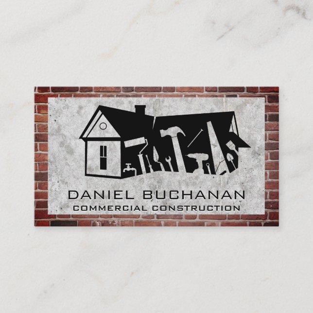 General Contractor Tools | Concrete | Brick Wall Business Card (Front)