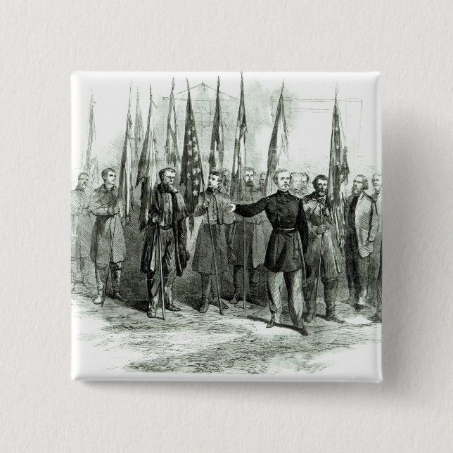General Custer 2 Inch Square Button (Front)