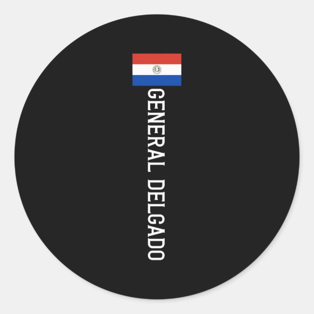 General Delgado Paraguay Flag Emblem Escudo Bander Classic Round Sticker (Front)