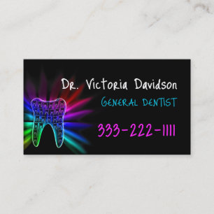 General Dentist Rainbow Colour Tooth Black Card