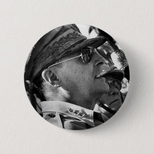 General Douglas MacArthur with Corncob Pipe 2 Inch Round Button
