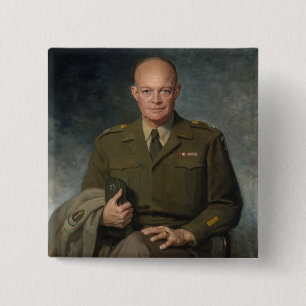 General Dwight Eisenhower 5 Star Painted Portrait 2 Inch Square Button