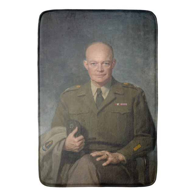 General Dwight Eisenhower 5 Star Painted Portrait Bath Mat (Front Vertical)