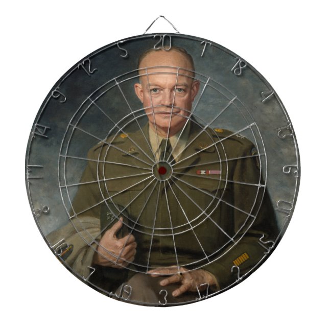 General Dwight Eisenhower 5 Star Painted Portrait Dartboard (Front)