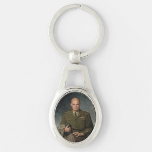 General Dwight Eisenhower 5 Star Painted Portrait Keychain