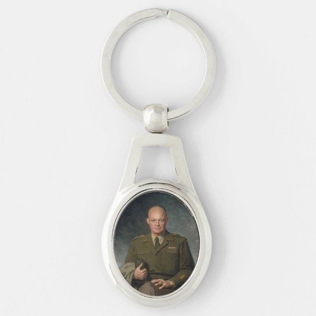 General Dwight Eisenhower 5 Star Painted Portrait Keychain (Front)