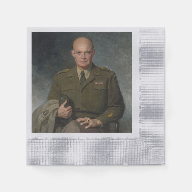 General Dwight Eisenhower 5 Star Painted Portrait Napkin (Front)