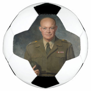 General Dwight Eisenhower 5 Star Painted Portrait Soccer Ball